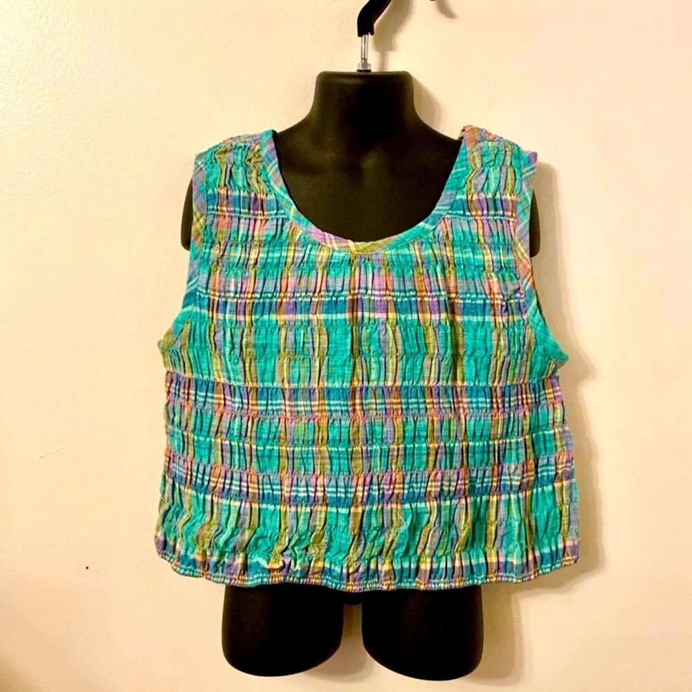 Girl’s Vintage 1990s Canyon River‎ Blues Sleeveless Plaid Top